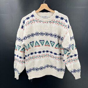 Vintage  90s y2k The Lodge 100% cotton southwest knit sweater indie fisherman S